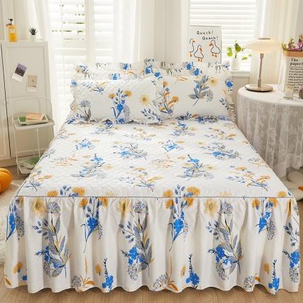 十个点 2022新款全棉夹棉印花床裙 春来时