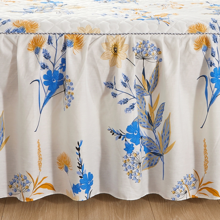 91家纺网 家纺一手货源 找家纺 十个点 2022新款全棉夹棉印花床裙 春来时