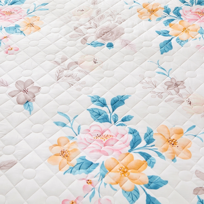 91家纺网 家纺一手货源 找家纺 十个点 2022新款全棉夹棉印花床裙 七月