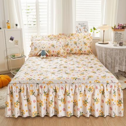 十个点 2022新款全棉夹棉印花床裙 秋枝