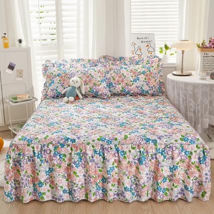 十个点 2022新款全棉夹棉印花床裙 小时光