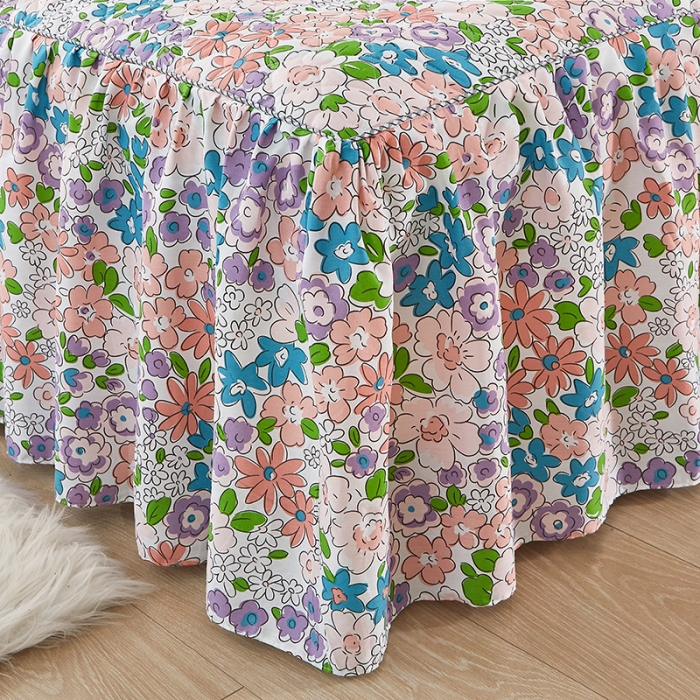 91家纺网 家纺一手货源 找家纺 十个点 2022新款全棉夹棉印花床裙 小时光