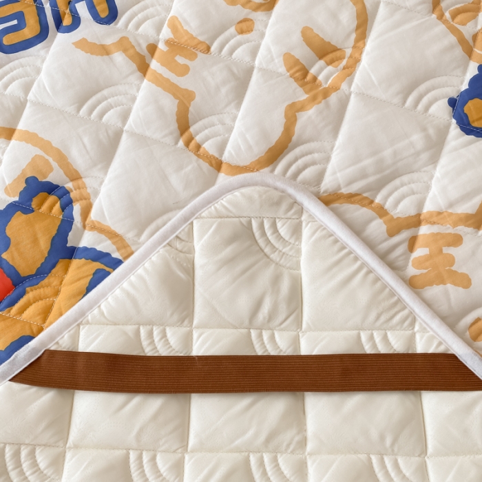 91家纺网 家纺一手货源 找家纺 鑫钰 2023新款全棉抗菌印花薄床垫 虎霸王-米色