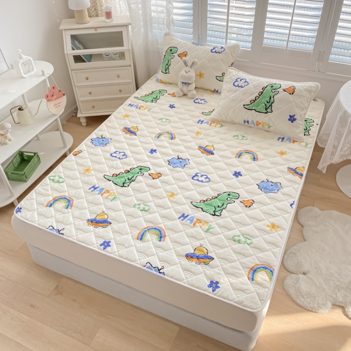 91家纺网 家纺一手货源 找家纺 鑫钰 2023新款全棉抗菌印花薄床垫 恐龙游记