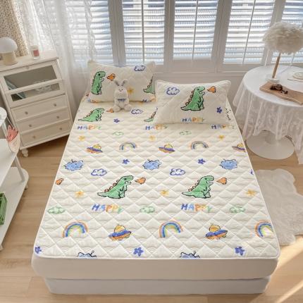 鑫钰 2023新款全棉抗菌印花薄床垫 恐龙游记