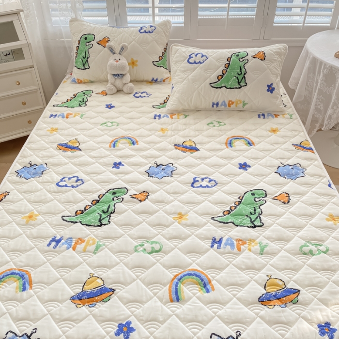 91家纺网 家纺一手货源 找家纺 鑫钰 2023新款全棉抗菌印花薄床垫 恐龙游记