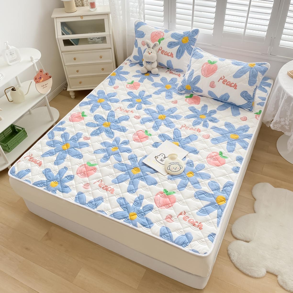 91家纺网 家纺一手货源 找家纺 鑫钰 2023新款全棉抗菌印花薄床垫 陌颜兰