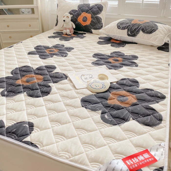 91家纺网 家纺一手货源 找家纺 鑫钰 2023新款全棉抗菌印花薄床垫 奈思-黑