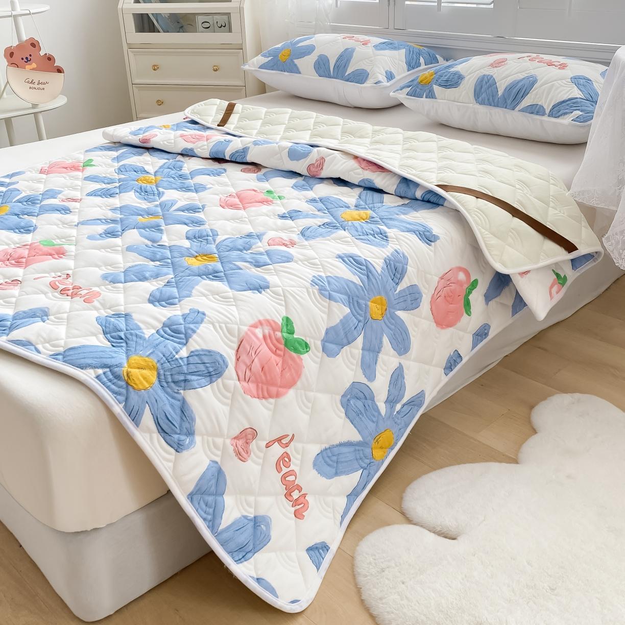 91家纺网 家纺一手货源 找家纺 鑫钰 2023新款全棉抗菌印花薄床垫 陌颜兰