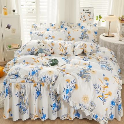 （总）十个点 2022新款全棉夹棉印花床裙四件套