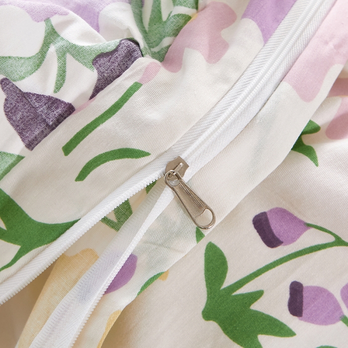 91家纺网 家纺一手货源 找家纺 十个点 2022新款全棉夹棉印花床裙四件套 花海之恋