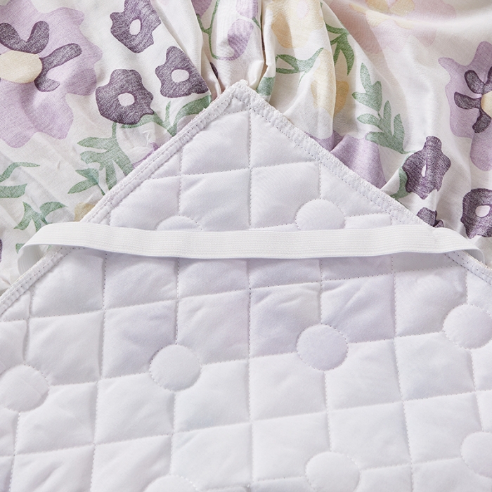 91家纺网 家纺一手货源 找家纺 十个点 2022新款全棉夹棉印花床裙四件套 花海之恋