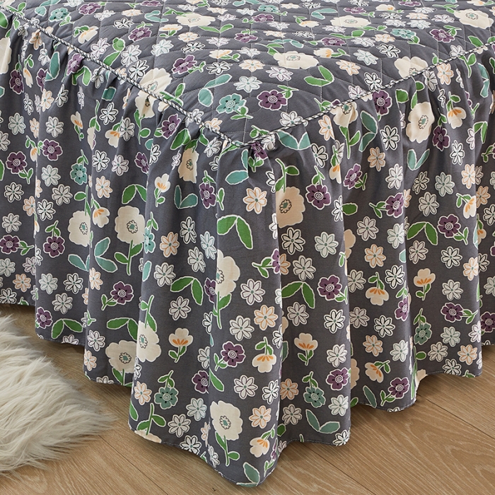 91家纺网 家纺一手货源 找家纺 十个点 2022新款全棉夹棉印花床裙四件套 花颜