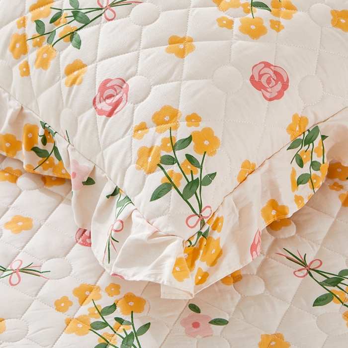 91家纺网 家纺一手货源 找家纺 十个点 2022新款全棉夹棉印花床裙四件套 秋枝