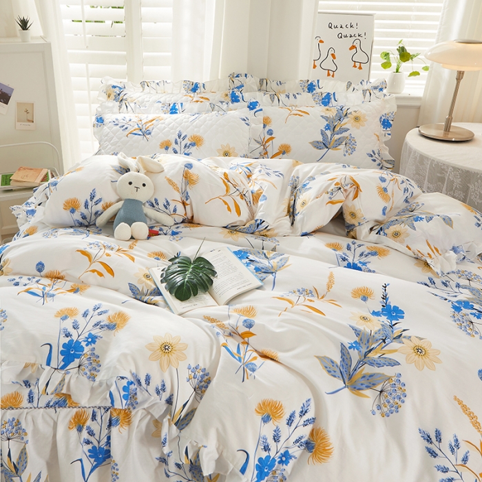 91家纺网 家纺一手货源 找家纺 十个点 2022新款全棉夹棉印花单被套 春来时