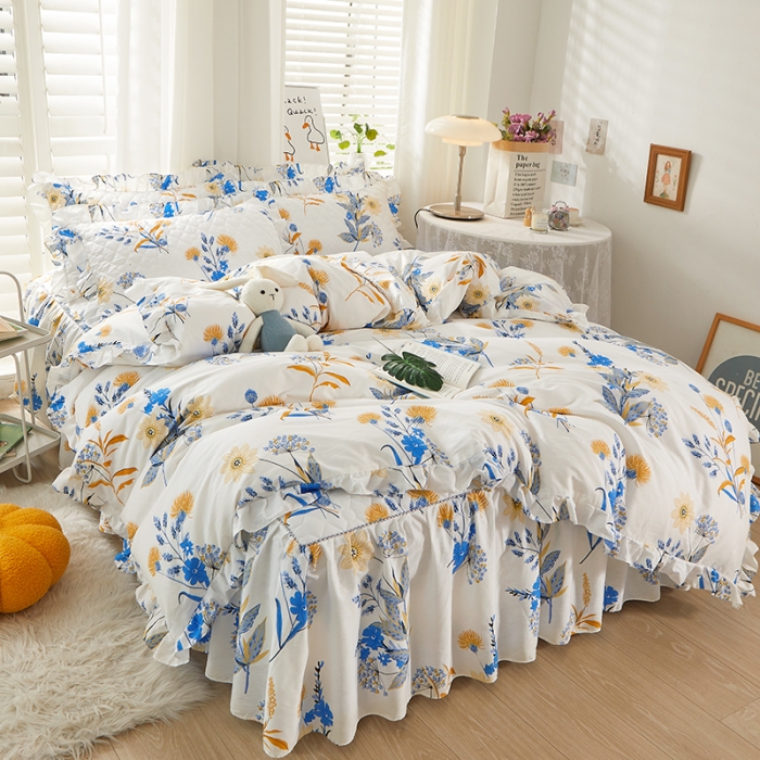 91家纺网 家纺一手货源 找家纺 十个点 2022新款全棉夹棉印花单被套 春来时