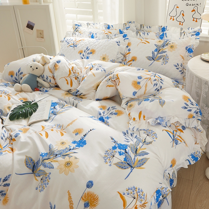 91家纺网 家纺一手货源 找家纺 十个点 2022新款全棉夹棉印花单被套 春来时