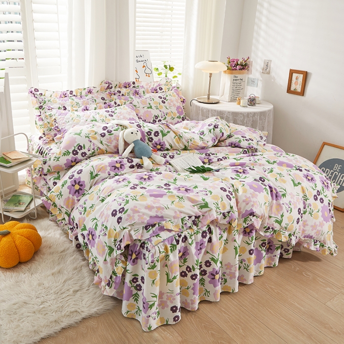 91家纺网 家纺一手货源 找家纺 十个点 2022新款全棉夹棉印花单被套 花海之恋