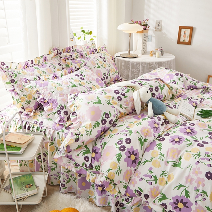 91家纺网 家纺一手货源 找家纺 十个点 2022新款全棉夹棉印花单被套 花海之恋