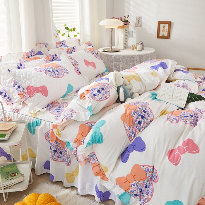 91家纺网 家纺一手货源 找家纺 十个点 2022新款全棉夹棉印花单被套 花花狗