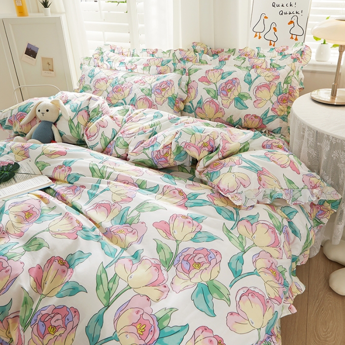 91家纺网 家纺一手货源 找家纺 十个点 2022新款全棉夹棉印花单被套 花影