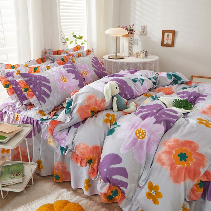 91家纺网 家纺一手货源 找家纺 十个点 2022新款全棉夹棉印花单被套 沐春