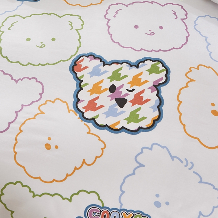 91家纺网 家纺一手货源 找家纺 十个点 2022新款全棉夹棉印花单被套 七彩熊