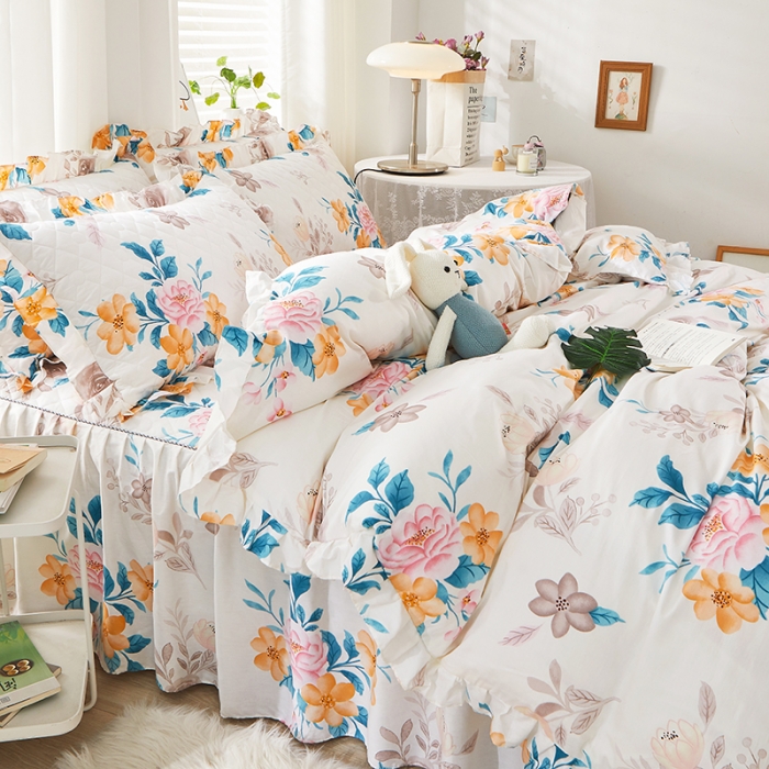 91家纺网 家纺一手货源 找家纺 十个点 2022新款全棉夹棉印花单被套 七月