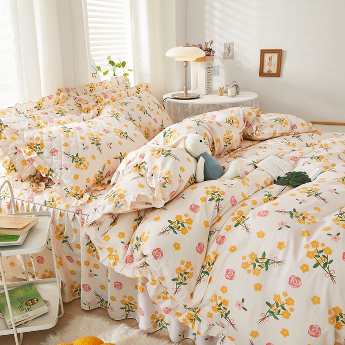 91家纺网 家纺一手货源 找家纺 十个点 2022新款全棉夹棉印花单被套 秋枝