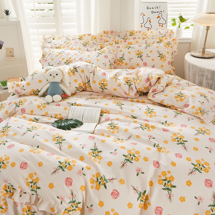 91家纺网 家纺一手货源 找家纺 十个点 2022新款全棉夹棉印花单被套 秋枝