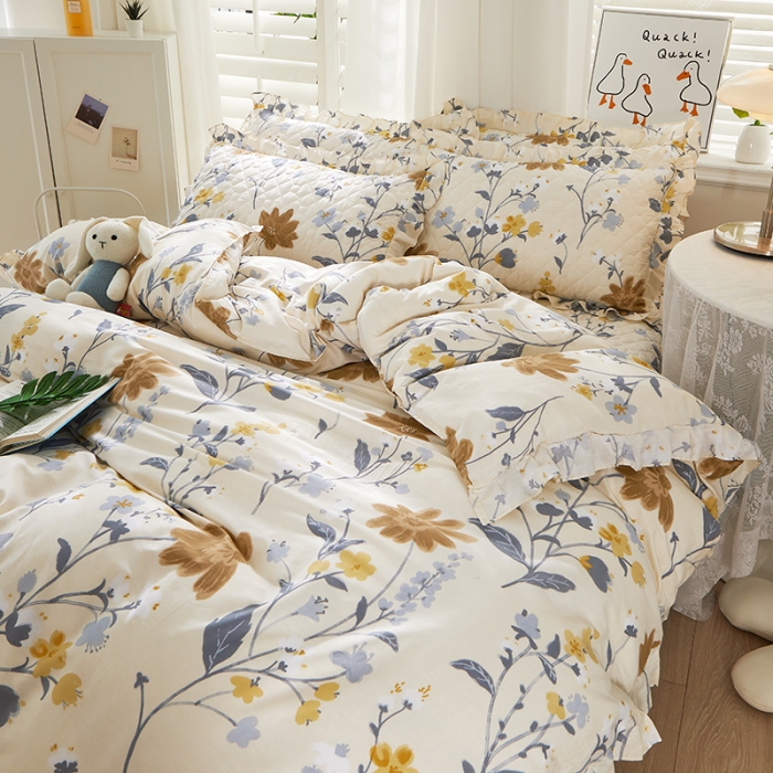 91家纺网 家纺一手货源 找家纺 十个点 2022新款全棉夹棉印花单被套 四月天