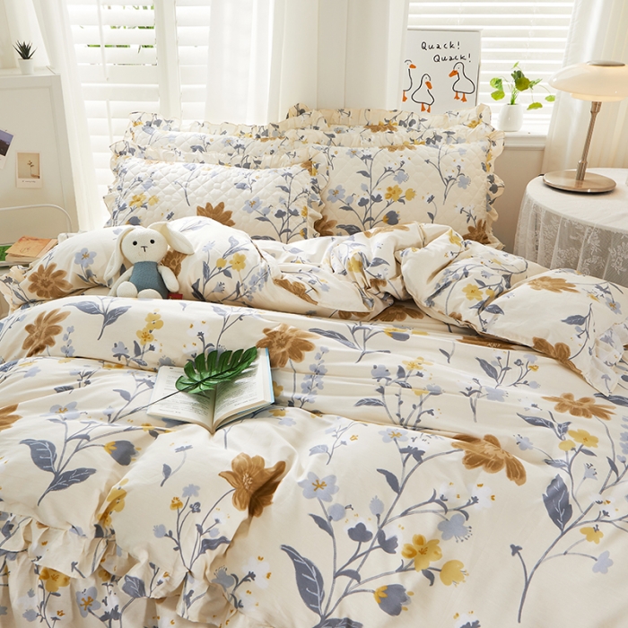 91家纺网 家纺一手货源 找家纺 十个点 2022新款全棉夹棉印花单被套 四月天