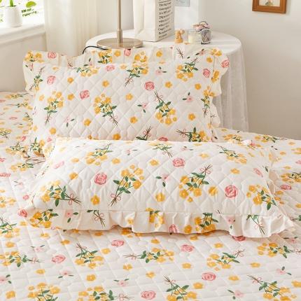 91家纺网 家纺一手货源 找家纺 十个点 2022新款全棉夹棉印花单枕套一对 秋枝