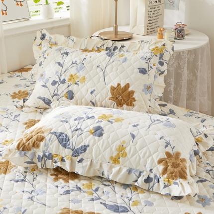 91家纺网 家纺一手货源 找家纺 十个点 2022新款全棉夹棉印花单枕套一对 四月天