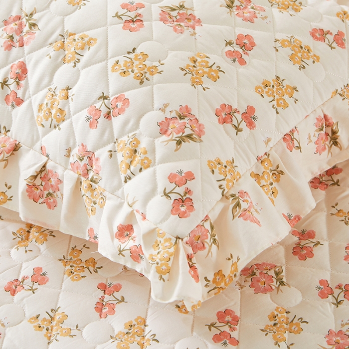 91家纺网 家纺一手货源 找家纺 十个点 2022新款全棉夹棉印花单枕套一对 爱的花海