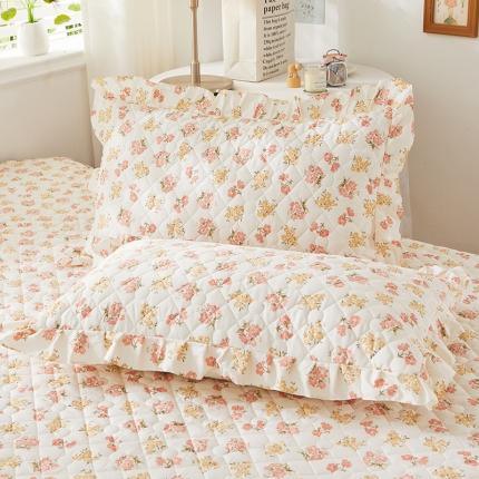 十个点 2022新款全棉夹棉印花单枕套一对 爱的花海