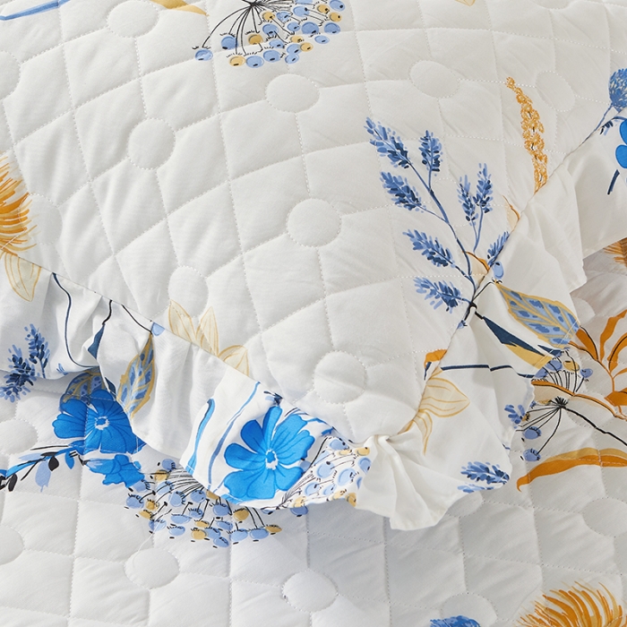 91家纺网 家纺一手货源 找家纺 十个点 2022新款全棉夹棉印花单枕套一对 春来时