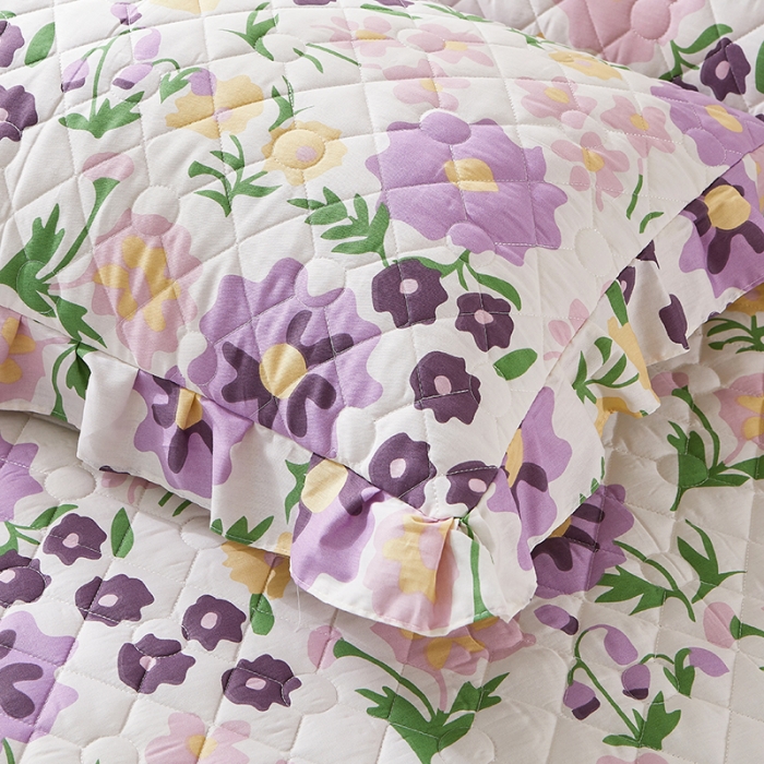 91家纺网 家纺一手货源 找家纺 十个点 2022新款全棉夹棉印花单枕套一对 花海之恋