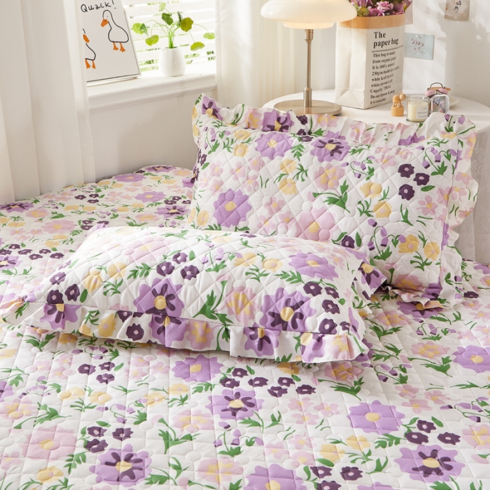 91家纺网 家纺一手货源 找家纺 十个点 2022新款全棉夹棉印花单枕套一对 花海之恋