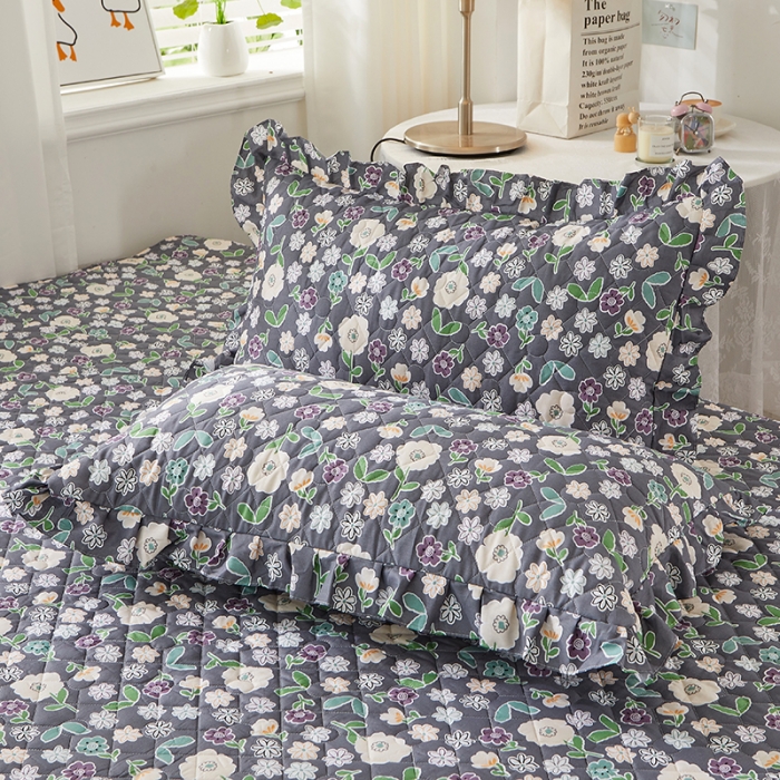 91家纺网 家纺一手货源 找家纺 十个点 2022新款全棉夹棉印花单枕套一对 花颜