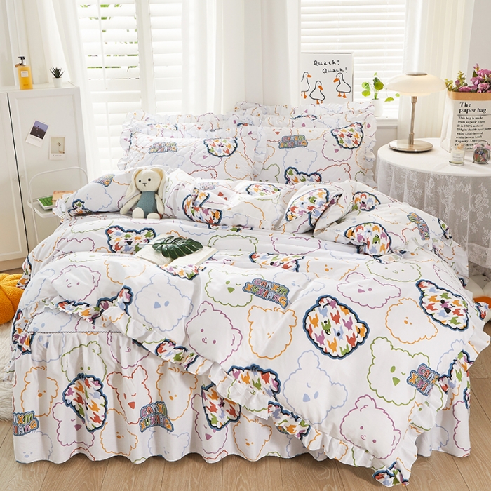 91家纺网 家纺一手货源 找家纺 十个点 2022新款全棉夹棉印花单枕套一对 七彩熊