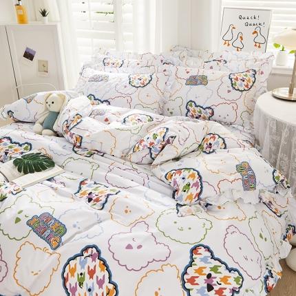 十个点 2022新款全棉夹棉印花单枕套一对 七彩熊