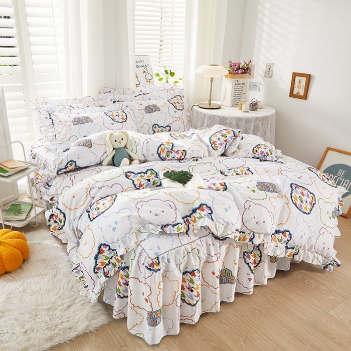 91家纺网 家纺一手货源 找家纺 十个点 2022新款全棉夹棉印花单枕套一对 七彩熊