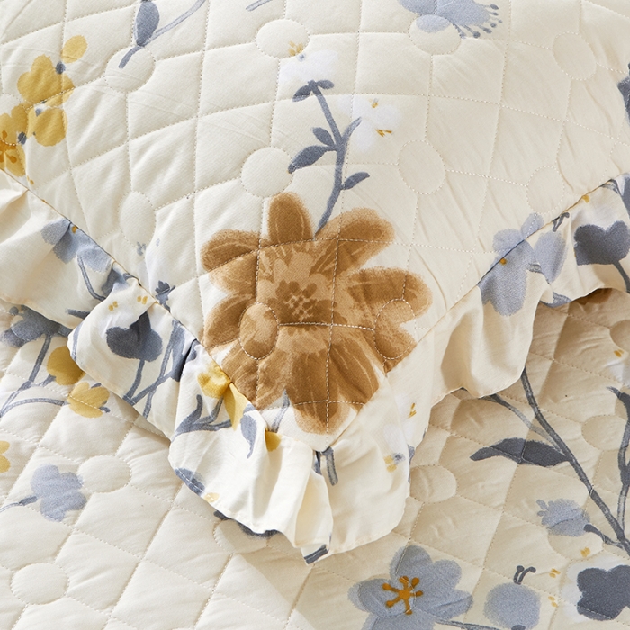 91家纺网 家纺一手货源 找家纺 十个点 2022新款全棉夹棉印花单枕套一对 四月天