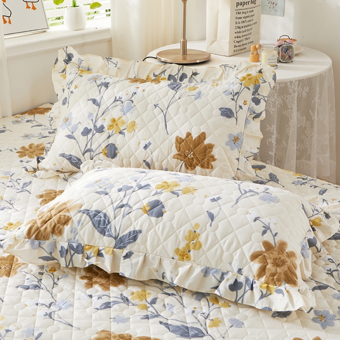 91家纺网 家纺一手货源 找家纺 十个点 2022新款全棉夹棉印花单枕套一对 四月天