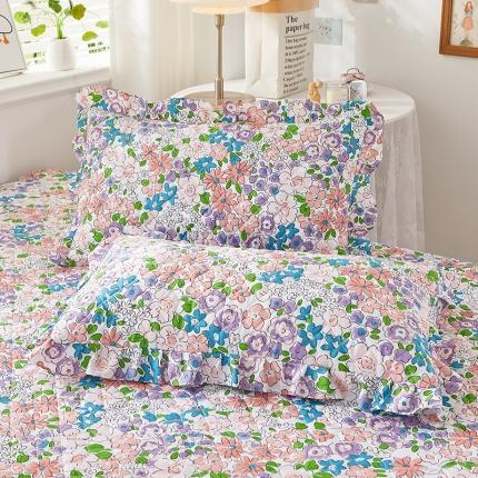 十个点 2022新款全棉夹棉印花单枕套一对 小时光