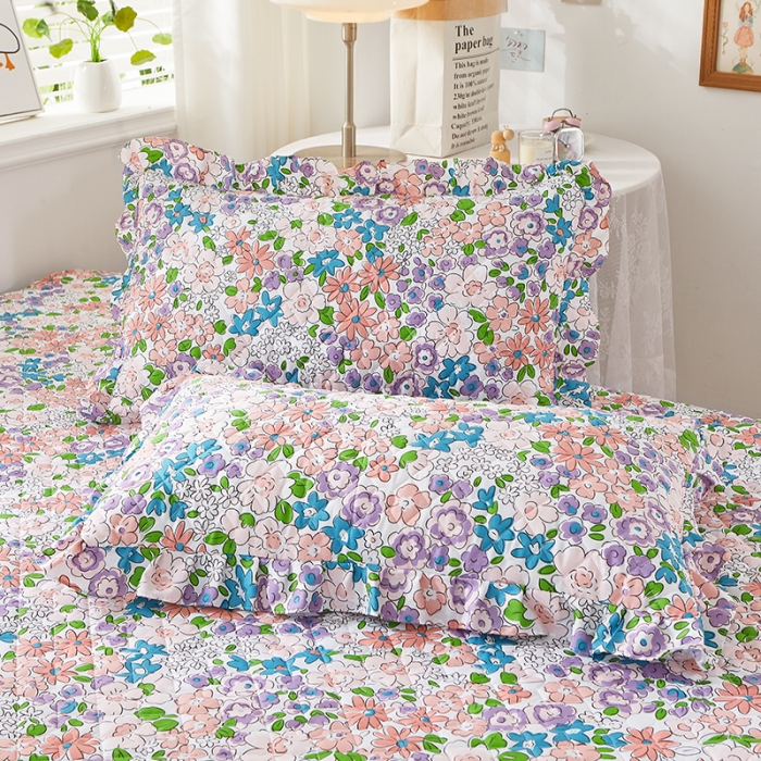 91家纺网 家纺一手货源 找家纺 十个点 2022新款全棉夹棉印花单枕套一对 小时光