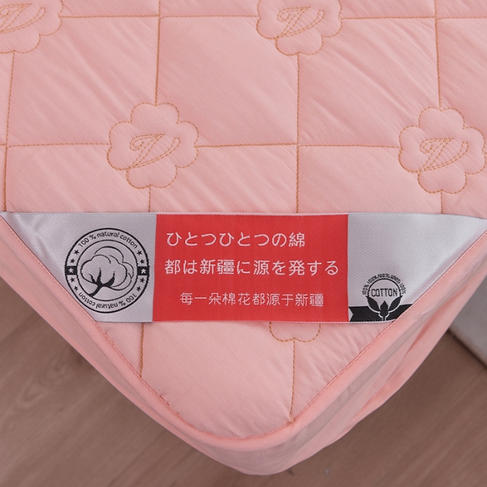 91家纺网 家纺一手货源 找家纺 豪选 2025新款全棉纯棉金绣夹棉床笠可裸睡四季款金绣粉桃玉