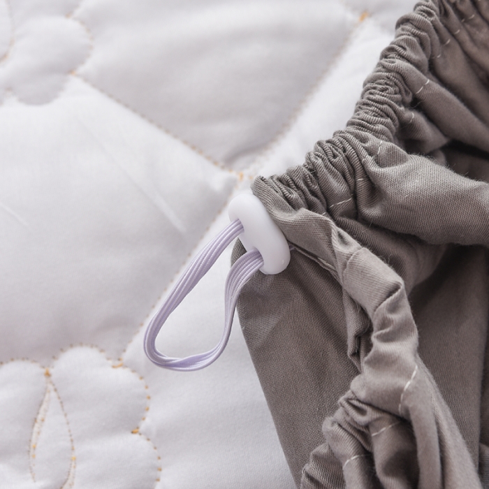 91家纺网 家纺一手货源 找家纺 豪选 2025新款全棉纯棉金绣夹棉床笠可裸睡四季款 金绣灰色