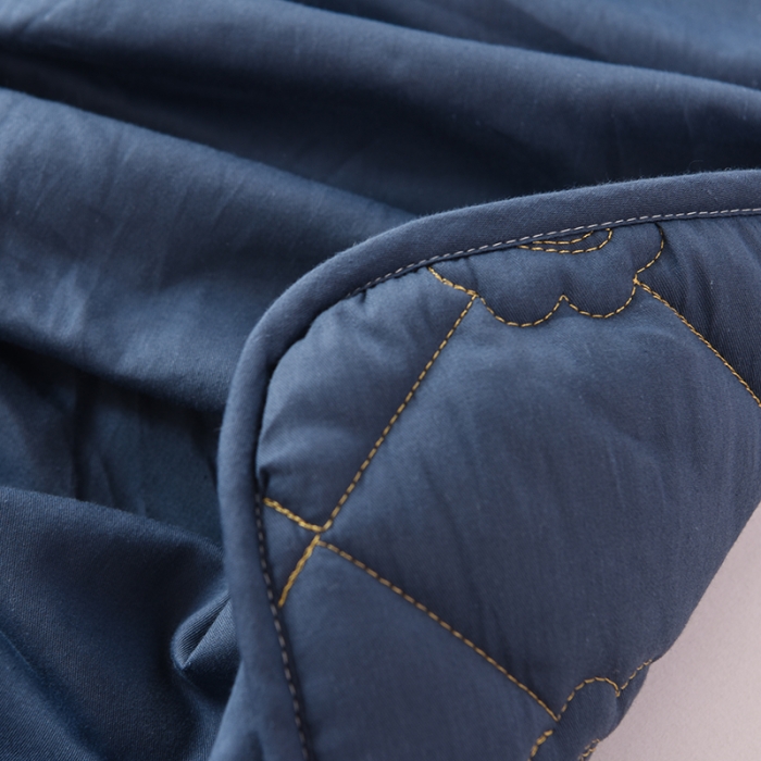 91家纺网 家纺一手货源 找家纺 豪选 2025新款全棉纯棉金绣夹棉床笠可裸睡四季款 金绣蓝灰